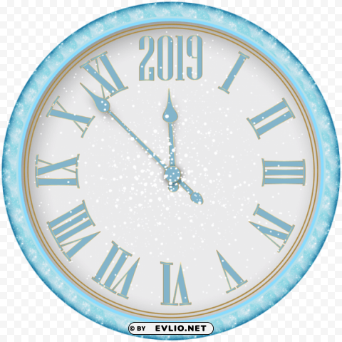 2019 new year snowy clock PNG with no background for free