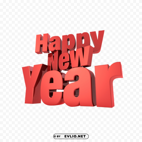 happy new year 3d red color text PNG images with no background comprehensive set