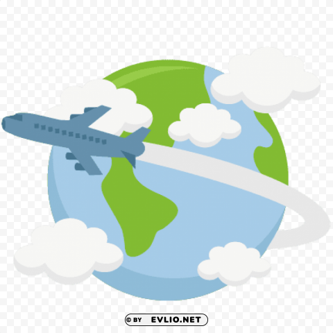 airplane going around the world PNG Graphic with Clear Background Isolation