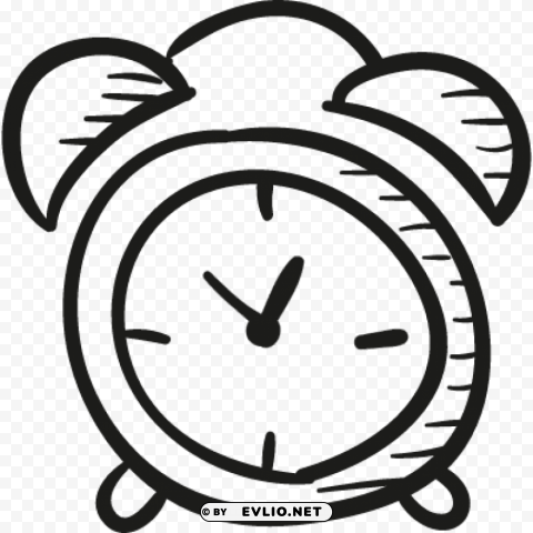 alarm clock drawing Isolated PNG Element with Clear Transparency