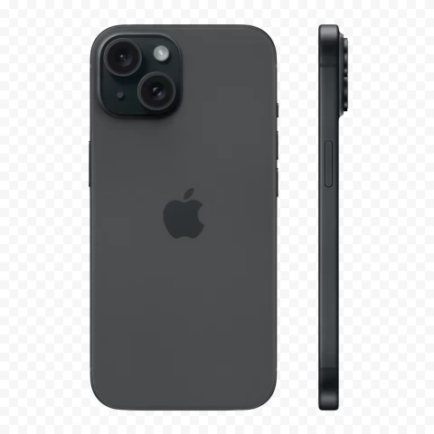 Apple iphone 15 plus Black Back and side view HD HighResolution Isolated PNG with Transparency