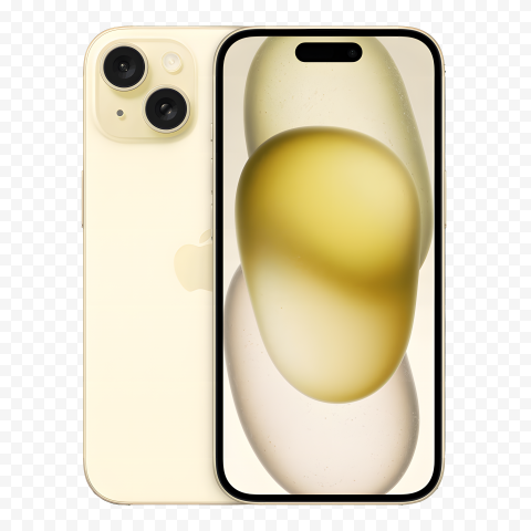 Apple iphone 15 plus yellow Color front and back view High-resolution transparent PNG images comprehensive assortment