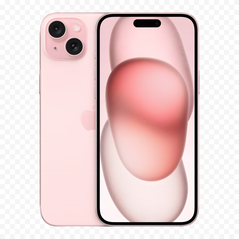 Apple iphone 15 plus pink front and back view High-resolution transparent PNG files