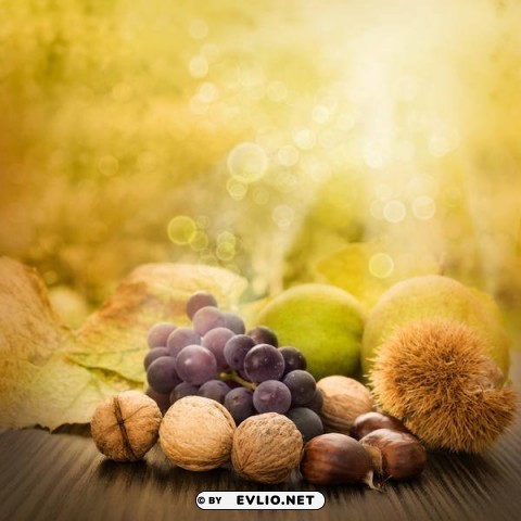 autumnwith nuts and fruits PNG files with clear backdrop assortment