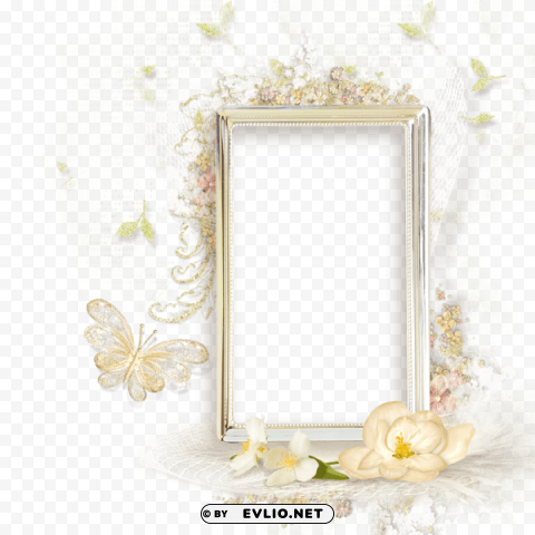 beautiful cream frame with flowers PNG transparent images mega collection