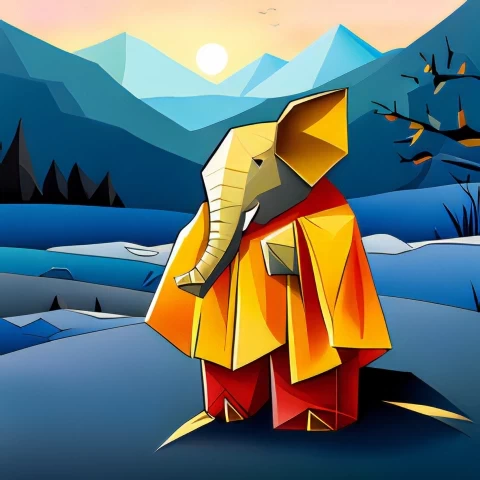 Beautiful Low Poly Magic Adorable Baby Elephant Photo Transparent PNG images for design - Image ID 405f5869