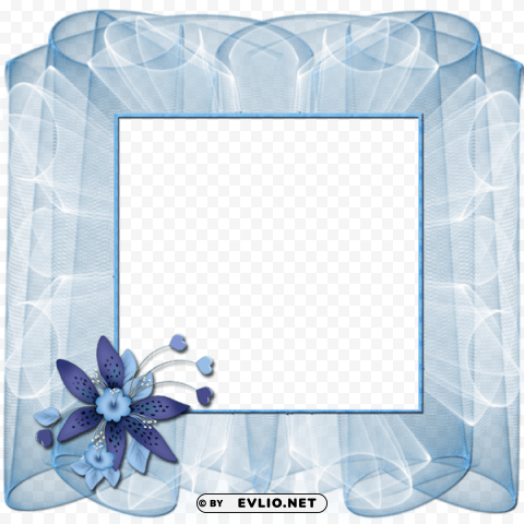 beautiful blue frame with flower Transparent PNG images for digital art