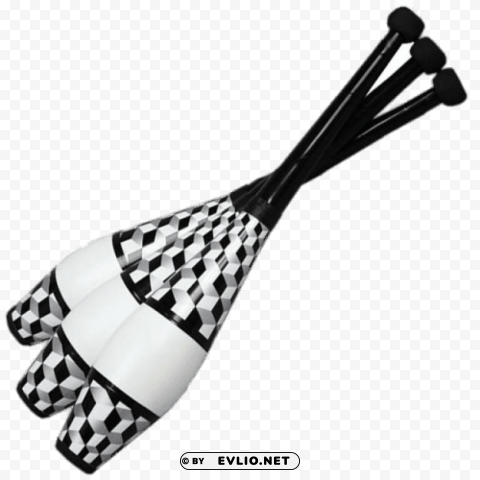 PNG image of black and white juggling clubs PNG files with alpha channel with a clear background - Image ID 6138f3b4