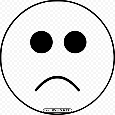black and white sad smiley face emoji Isolated Design Element on PNG