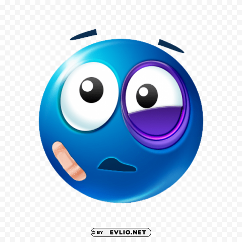 black eye emoji blue Clear Background PNG Isolation