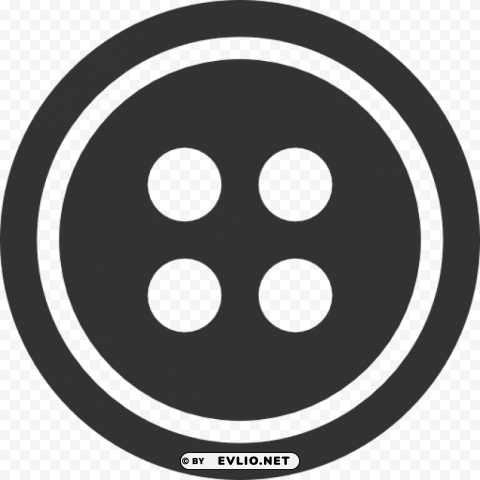 black sewing button with 4 hole Transparent Background Isolated PNG Icon