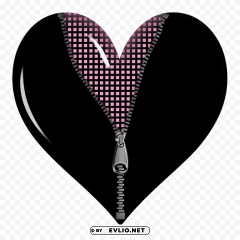 black zipped heart Isolated Object in HighQuality Transparent PNG
