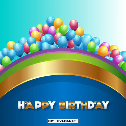 blue happy birthdaywith balloons Transparent PNG graphics complete collection