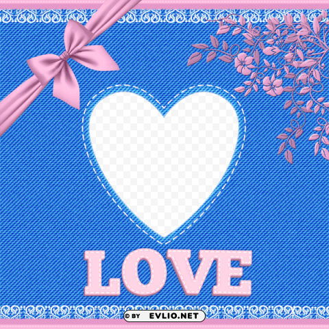 blue jeans love photo frame PNG transparency