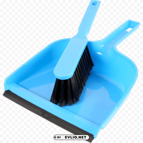 blue plastic dustpan and brush PNG Image Isolated with High Clarity