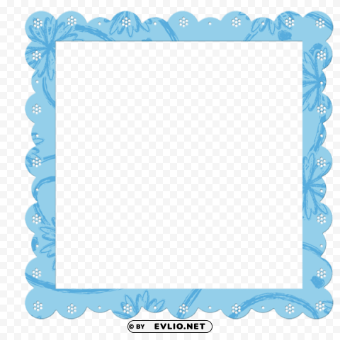blue frame with flowers elements PNG transparent design
