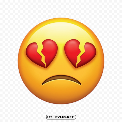 broken heart eyes emoji Transparent PNG Image Isolation