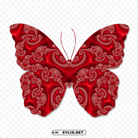 butterfly red lace Transparent PNG Artwork with Isolated Subject