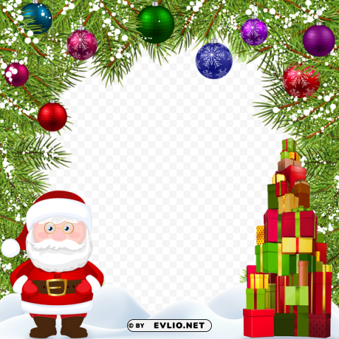 Christmas Frame With Santa Transparent PNG Images For Merchandise