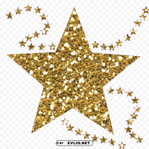 Christmas Gold Star PNG Isolated Illustration With Clear Background