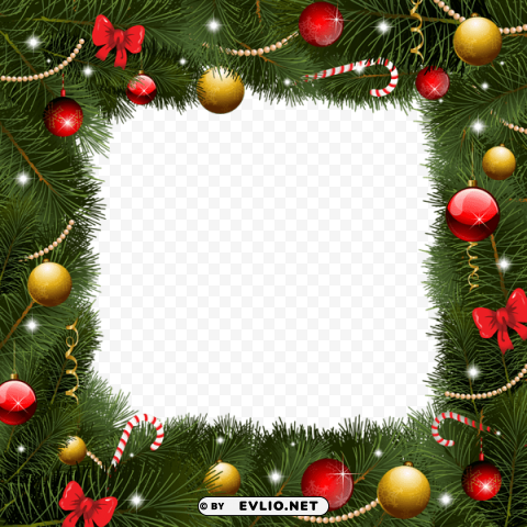 Christmas Transparent Border Frame PNG Image With No Background