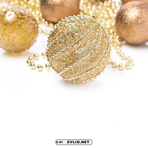 christmas whitewith gold christmas balls Transparent PNG Isolated Element with Clarity