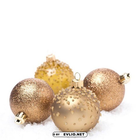 christmas whitewith golden christmas balls Transparent PNG Isolated Element