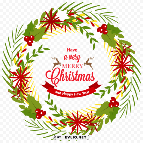 christmas wreath with mistletoe Isolated Artwork with Clear Background in PNG