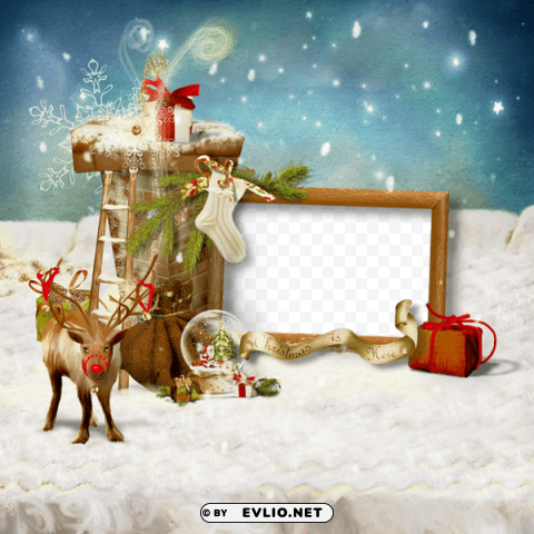 Christmasphoto Frame With Reindeer PNG Objects