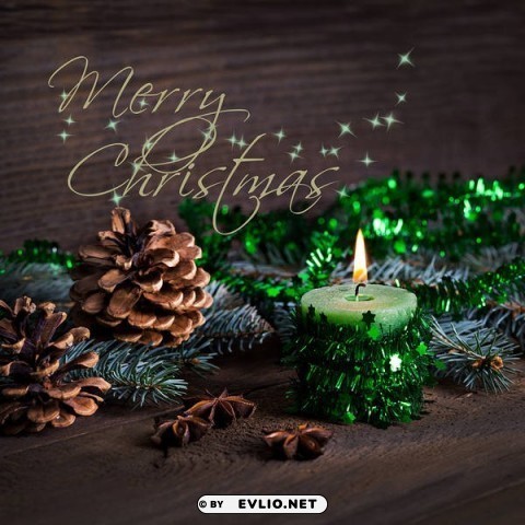 christmaswith candle and cones Clear Background PNG Isolation