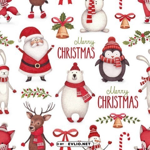 christmaswith polar bear cartoon ClearCut PNG Isolated Graphic