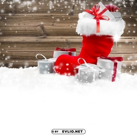 Christmaswith Red Boot Clear Background PNG Isolated Graphic