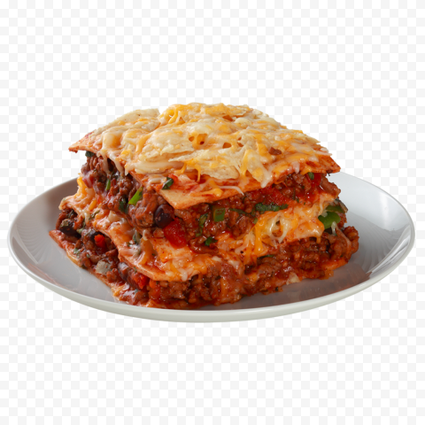 Classic Lasagna Bolognese with Minced Meat HD PNG images for advertising