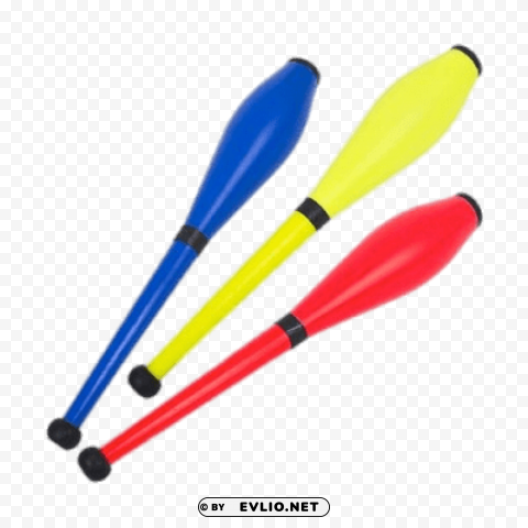 coloured juggling clubs PNG files with alpha channel assortment