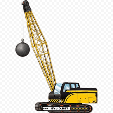 crane with wrecking ball Clear image PNG