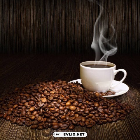 cup of coffee and coffee seeds PNG Image with Clear Background Isolation