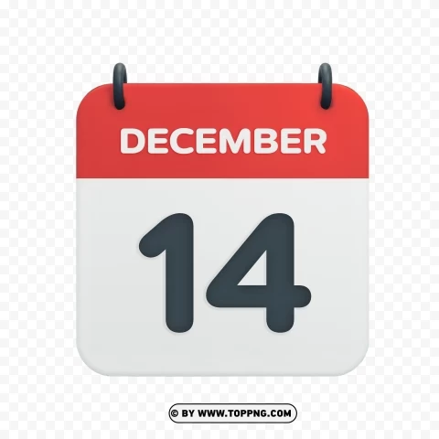 December 14th Calendar Date Icon Vector Illustration PNG images with transparent backdrop