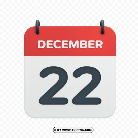December 22nd Calendar Date Icon Vector Illustration PNG images with transparent layering