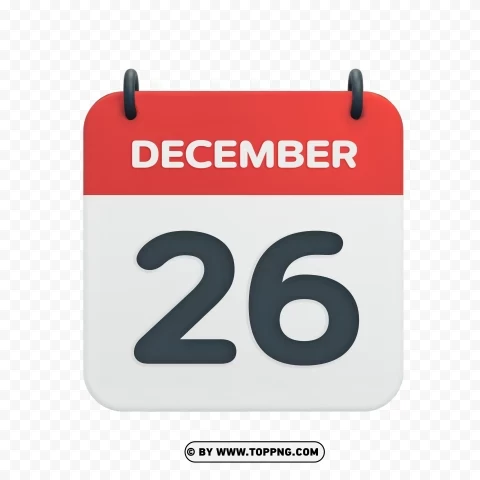 December 26th Calendar Date Icon Vector Illustration PNG images with transparent space