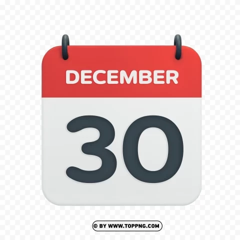 December 30th Calendar Date Icon Vector Illustration Transparent PNG images without licensing