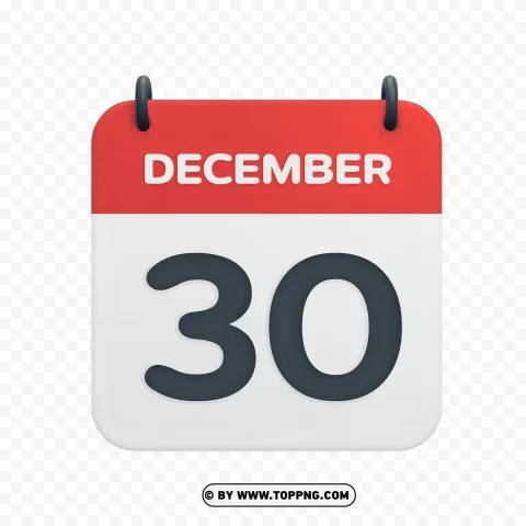 December 30th Calendar Date Icon Vector Illustration Transparent PNG Images Without Licensing