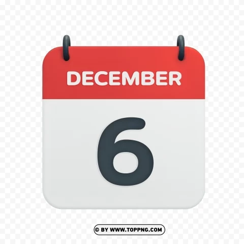 December 6th Calendar Date Icon Vector Image with Transparent PNG images with no background free download - Image ID 1b7bce51