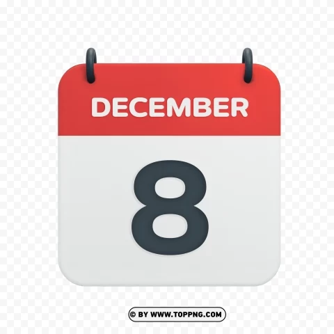 December 8th Date Icon in Vector Transparent HD Illustration PNG images with no background necessary