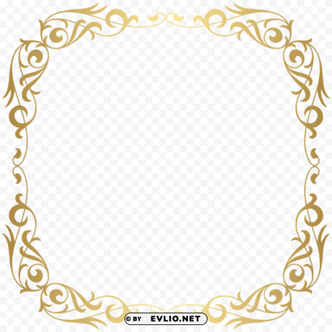 deco gold frame border PNG with Isolated Object and Transparency