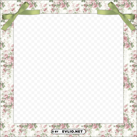 Delicate Flower Frame With Green Bows Free PNG Transparent Images