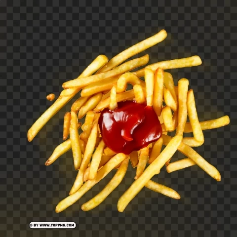 Delicious Fries with Tomato Ketchup HD Transparent Background PNG images with alpha transparency layer