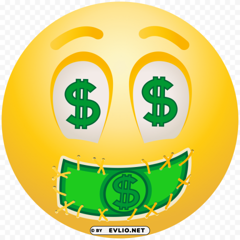 dollar face emoticon PNG transparency