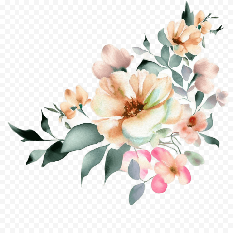 each watercolor floral bunch - peach floral watercolor High-resolution PNG images with transparency