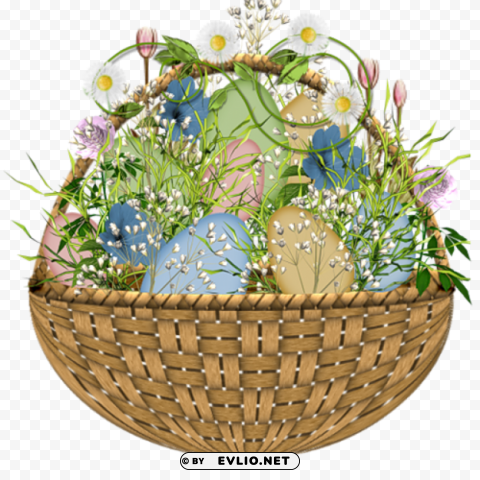 easter flower egg basket PNG images for advertising