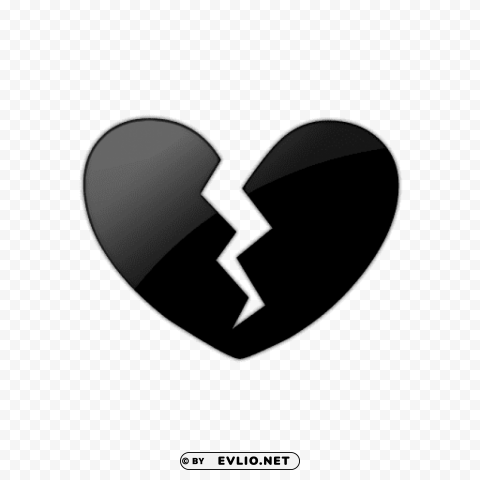 emoji black heart broken PNG with transparent overlay